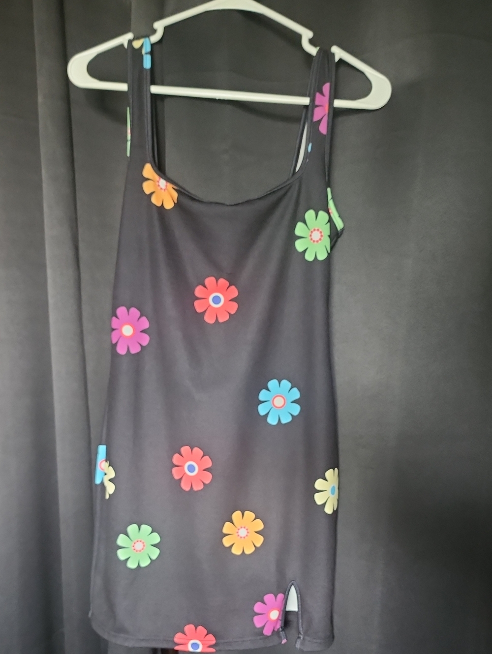 Womens Black Colorful Daisy's Retro Mini Dress